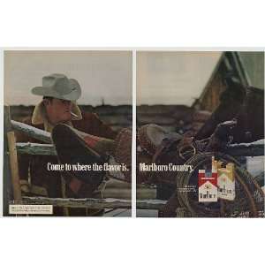  1972 Marlboro Country Man Saddle Horse 2 Page Print Ad 