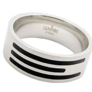   stainless steel ring with black IPB three line design, Ring Size 11.5