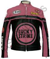 LUCKY STRIKE LEATHER JACKET   Black/Pink   L (42)  