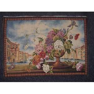   ITALIAN TAPESTRY FLOWER BOUQUET ITALIAN DESIGN 39X27 INCHES Home