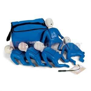 CPR Prompt (5 Pack) BLUE Infant Manikins w/50 Lung Bags, Nylon Carry 