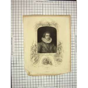    C1900 Antique Portrait King James I Hampton Court: Home & Kitchen