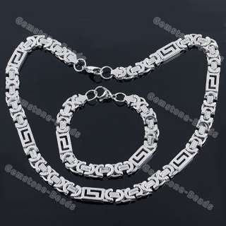 Cool Stainless Steel Chains Bracelet and Necklace set Mens Fashion 