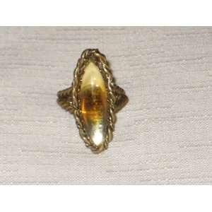   Amber Glass Adjustable Ring   Made In West Germany 