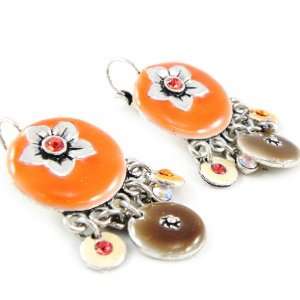    Earrings / Dormeuses french touch Macarons orange. Jewelry