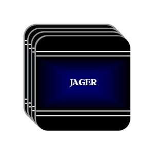 Personal Name Gift   JAGER Set of 4 Mini Mousepad Coasters (black 