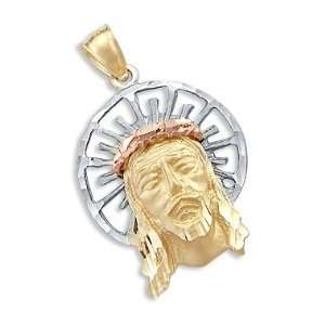    14k Yellow White n Rose Gold Jesus Face Charm Pendant: Jewelry