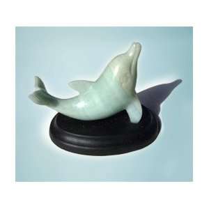  Carved Semi Precious Mineral Dolphin Totem on Soapstone 