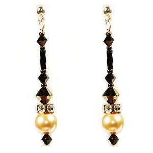   Pearl Charming Long Dangling Earrings. Gold Jet Color: Everything Else