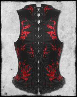 HELL BUNNY KAORU BLACK RED CHINESE FLOWER GOTHIC STEAMPUNK SATIN 