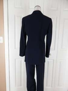 Lafayette 148 Blue Wool Career Pants Suit Blazer 2 4  