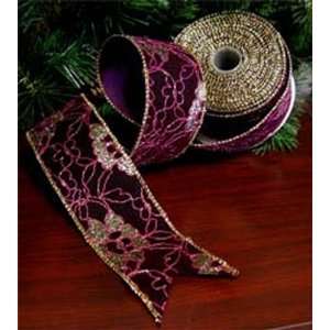  Plum Lace Wired Edge Ribbon [260]: Arts, Crafts & Sewing