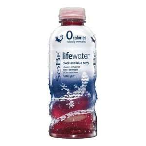 SoBe Lifewater 0 Calories, Black & Blue Berry, 20 Ounce Bottles (6 
