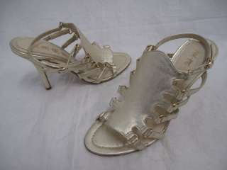 Shoes: Gold Leather High Heel Sandals sz 8  