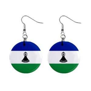  Lesotho Flag Button Earrings 