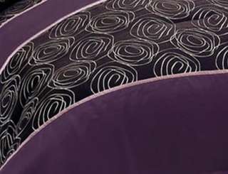   Purple Abstract Rose Comforter Bedding Set KING Bed in a Bag  