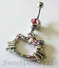 Hello Kitty Navel Naval Belly Button Rhinestone Ring Dangle bling cute 