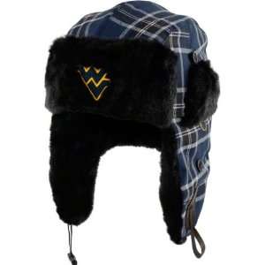   Navy Youth Plaid Pattern Winterize Earflap Knit Hat