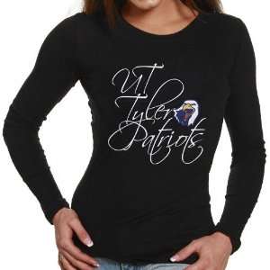 Texas Tyler Patriots Ladies Black Script and Logo Long Sleeve T shirt