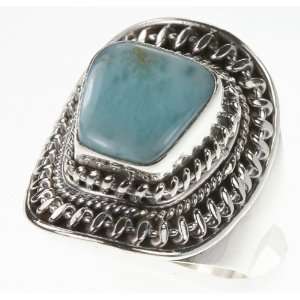    925 Sterling Silver LARIMAR Ring, Size 6.25, 6.87g Jewelry