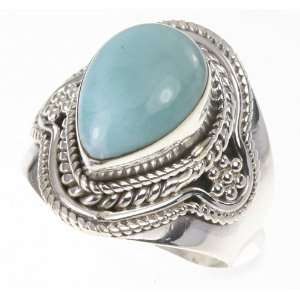    925 Sterling Silver GENUINE LARIMAR Ring, Size 8.25, 8.45g Jewelry