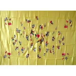  Chinese Silk Embroidery Bedspread Tablecloth Birds 
