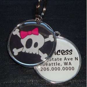  Girly Skull with Pink Bow Pet Tag: Everything Else