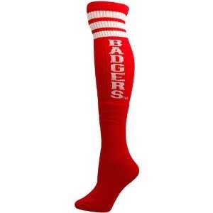   Wisconsin Badgers Ladies Cardinal Solid Knee Socks: Sports & Outdoors