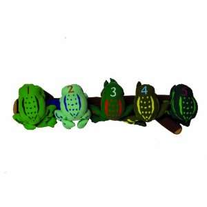   : Almas Designs Five Green and Speckled Frogs on A Log: Toys & Games