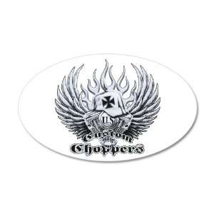   Oval Wall Vinyl Sticker US Custom Choppers Iron Cross Hat and Engine