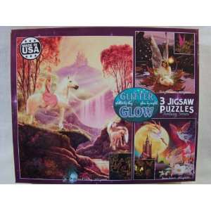  Glitter & Glow 3 Pack Jigsaw Puzzles Fantasy Series  100 