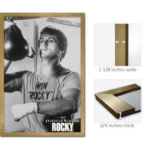 Gold Framed Rocky Balboa Poster Training Gym Stallone Fr3003  