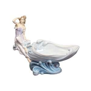   Glazed Porcelain Wave Jewelry Tray Sea Nymph on Waves