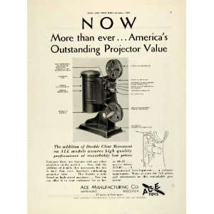 1931 Ad Movie Projector Ace Manufacturing Co. Milwaukee   Original 