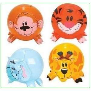    12 pack Inflatable Jungle Animal Shaped Beach Balls: Toys & Games