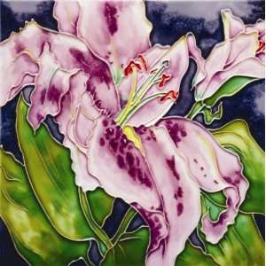 Purple Lily Garden Flowers 8x8x0.25 inches Decoration Ceramic Picture 