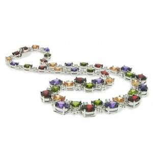  Bling Jewelry .925 Sterling Silver Multi Color CZ Clusters Tennis 