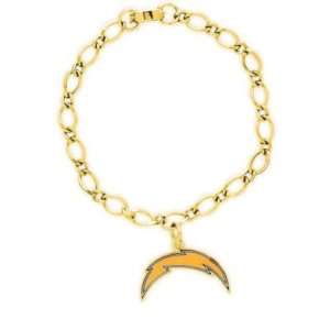  SAN DIEGO CHARGERS OFFICIAL LOGO GOLD CHARM BRACELET 