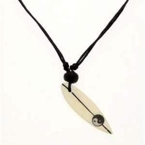 Surf Style Ying Yang Surfboard Pendant On Cord Necklace
