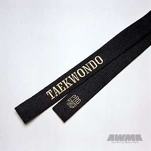   ® Embroidered Taekwondo Satin Black Karate Belt