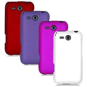 HTC FREESTYLE F5151   FOUR (4) RUBBERIZED HARD CASE COVER COMBO   RED 