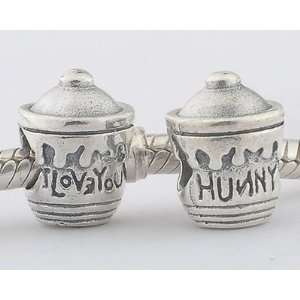 925 Sterling Silver European Style Antique Silver Love You Hunny Pot 