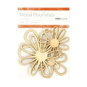 Kaisercraft Wood Flourishes 4/Pkg Blossoms SB723; 3 Items 