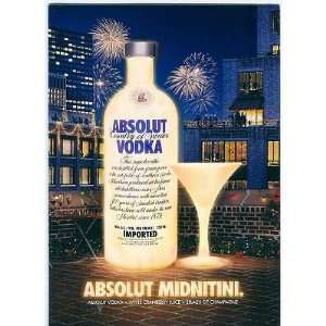  (4x6) ABSOLUT MIDNITINI (Vodka New Years) Advertisement 