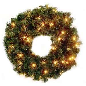   Pine Artificial Christmas Wreath   Clear Lights: Home & Kitchen