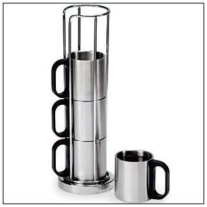  Metal Coffee Cup Rack & 4 Cups: Kitchen & Dining