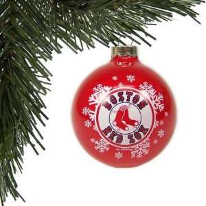  BOSTON RED SOX OFFICIAL LOGO GLASS BALL CHRISTMAS ORNAMENT 