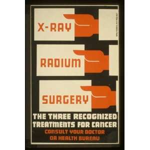  WPA Poster X Ray, radium, surgery   the three recognized 