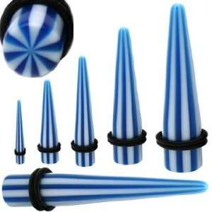 UV Expanders White & Blue Color Stripes Candy Taper with O 