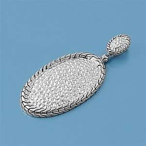  Sterling Silver Oval Abstract Pattern Pendant Jewelry